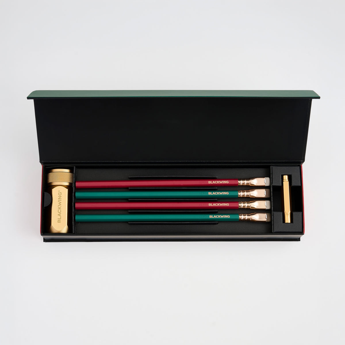 Conteúdo Blackwing Matte Red and Green Pencil Essentials Set
