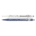 Caneta branco-creme e lapiseira azul Caran d’Ache 849 Toile de Jouy — vista detalhada do conjunto
