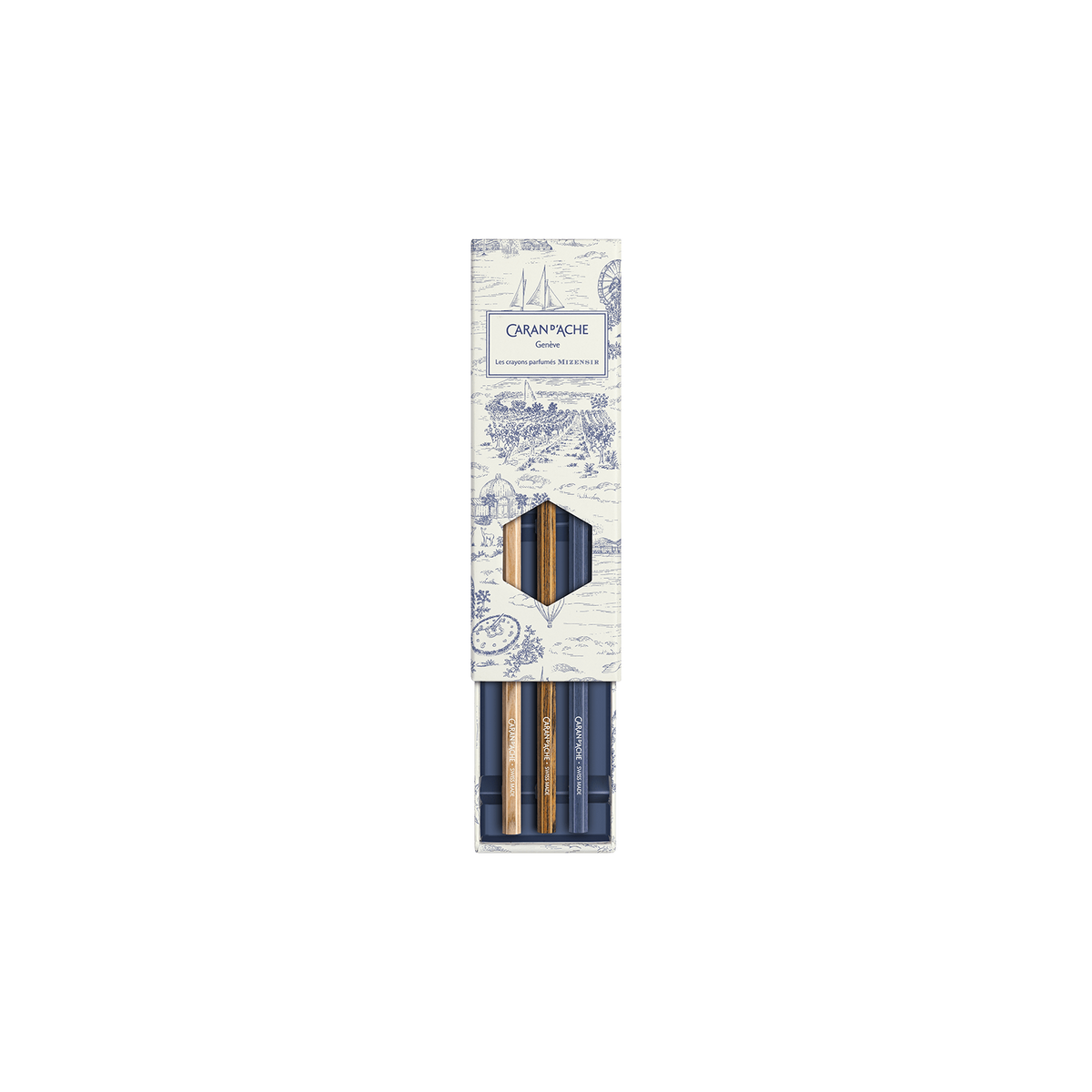 Caran d’Ache Toile de Jouy — Conjunto de 3 Lápis Perfumados La Maison