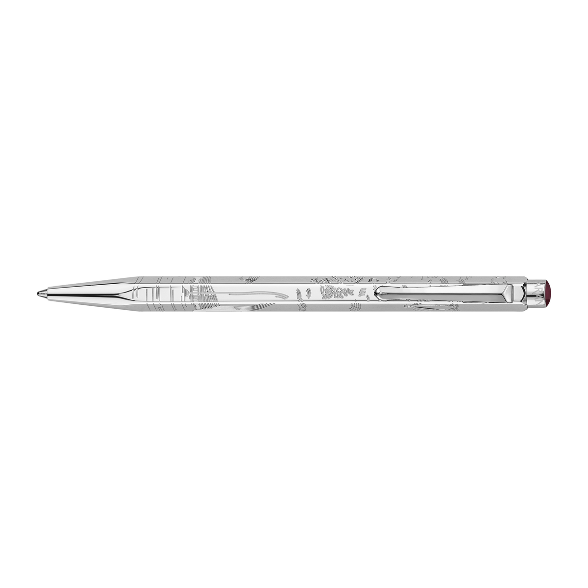 Caran d’Ache Toile de Jouy — Caneta Esferográfica Ecridor com Estojo de Couro Bordô