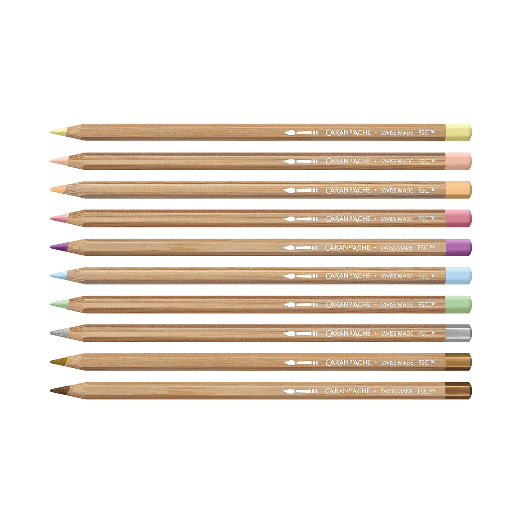 Caran d’Ache Toile de Jouy — Conjunto Multitécnicas — 10 Lápis + 10 Neocolor II Aquarelle