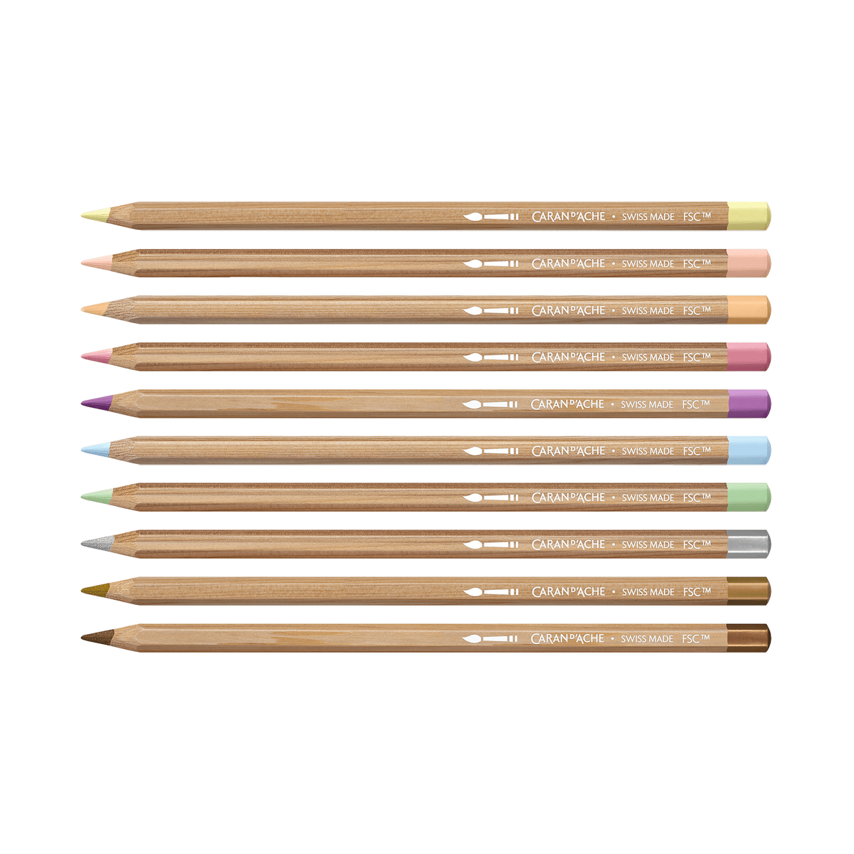 Caran d’Ache Toile de Jouy — Conjunto de 10 Lápis de Cor Aquareláveis