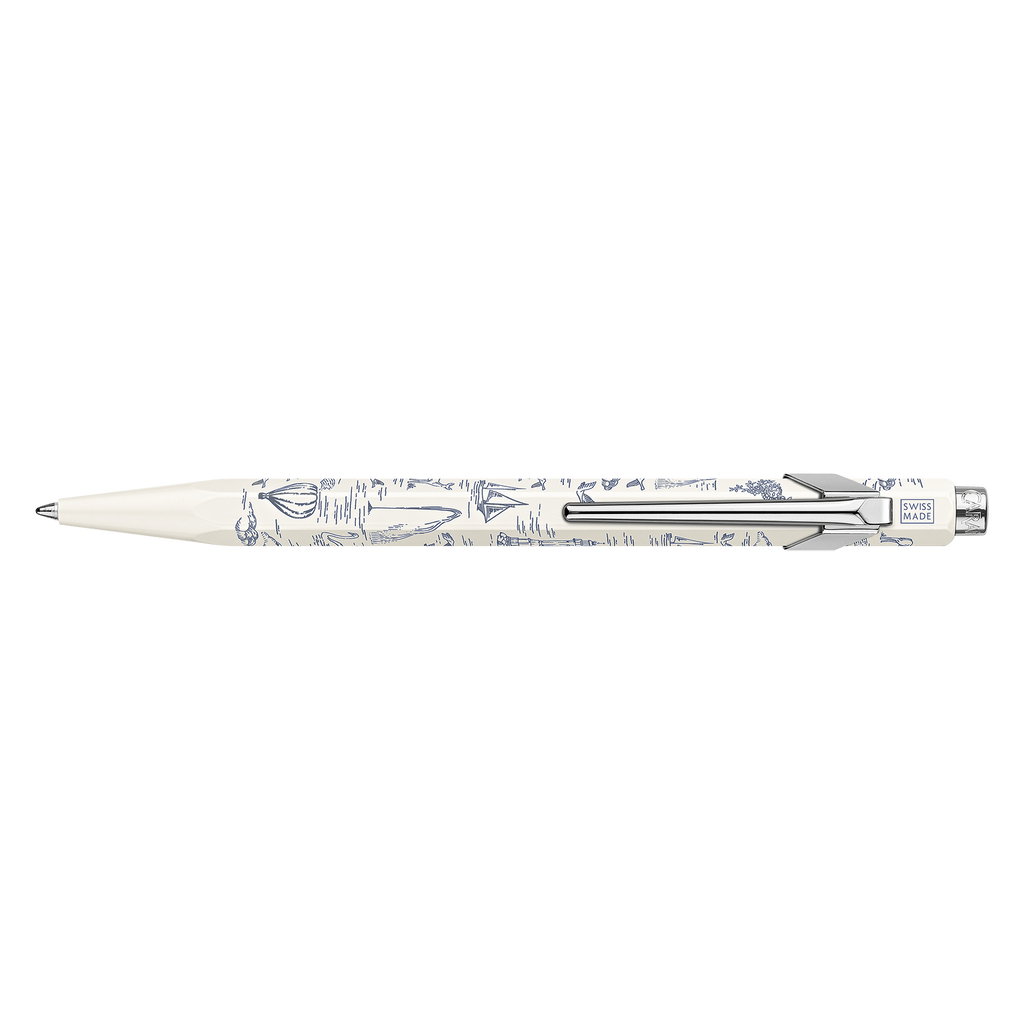 Caran d’Ache Toile de Jouy — Caneta Esferográfica 849 White — Branca e Azul