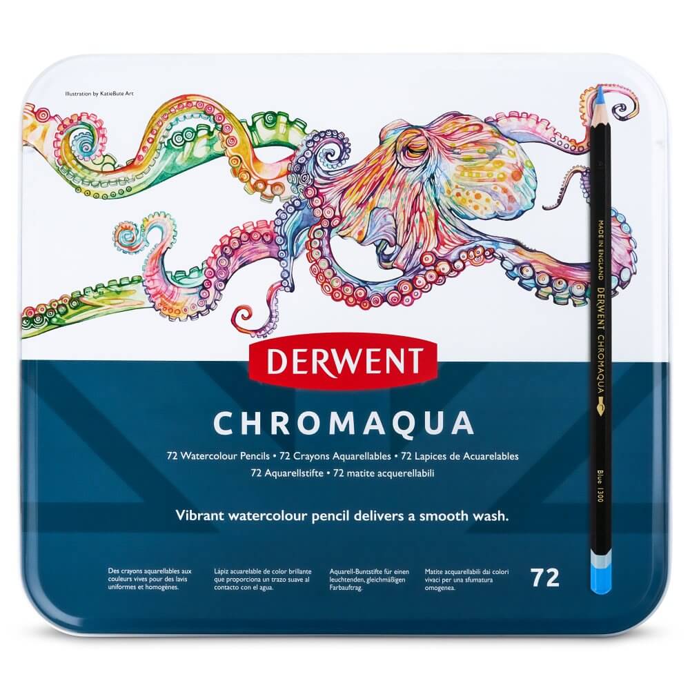 Derwent Chromaqua, lata com 72 lápis de cor aquareláveis