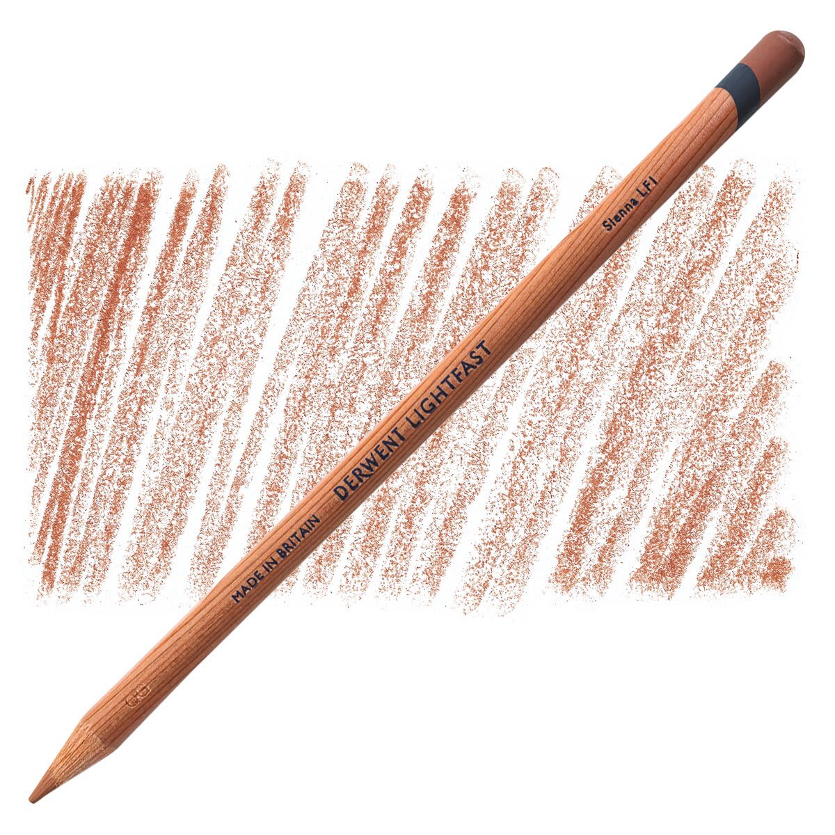 Lápis Derwent Lightfast Sienna e amostra da cor