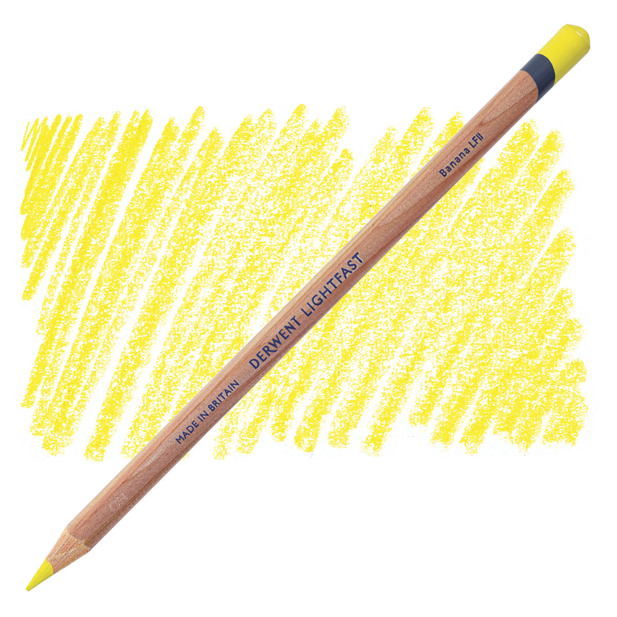 Lápis Derwent Lightfast Banana e amostra da cor