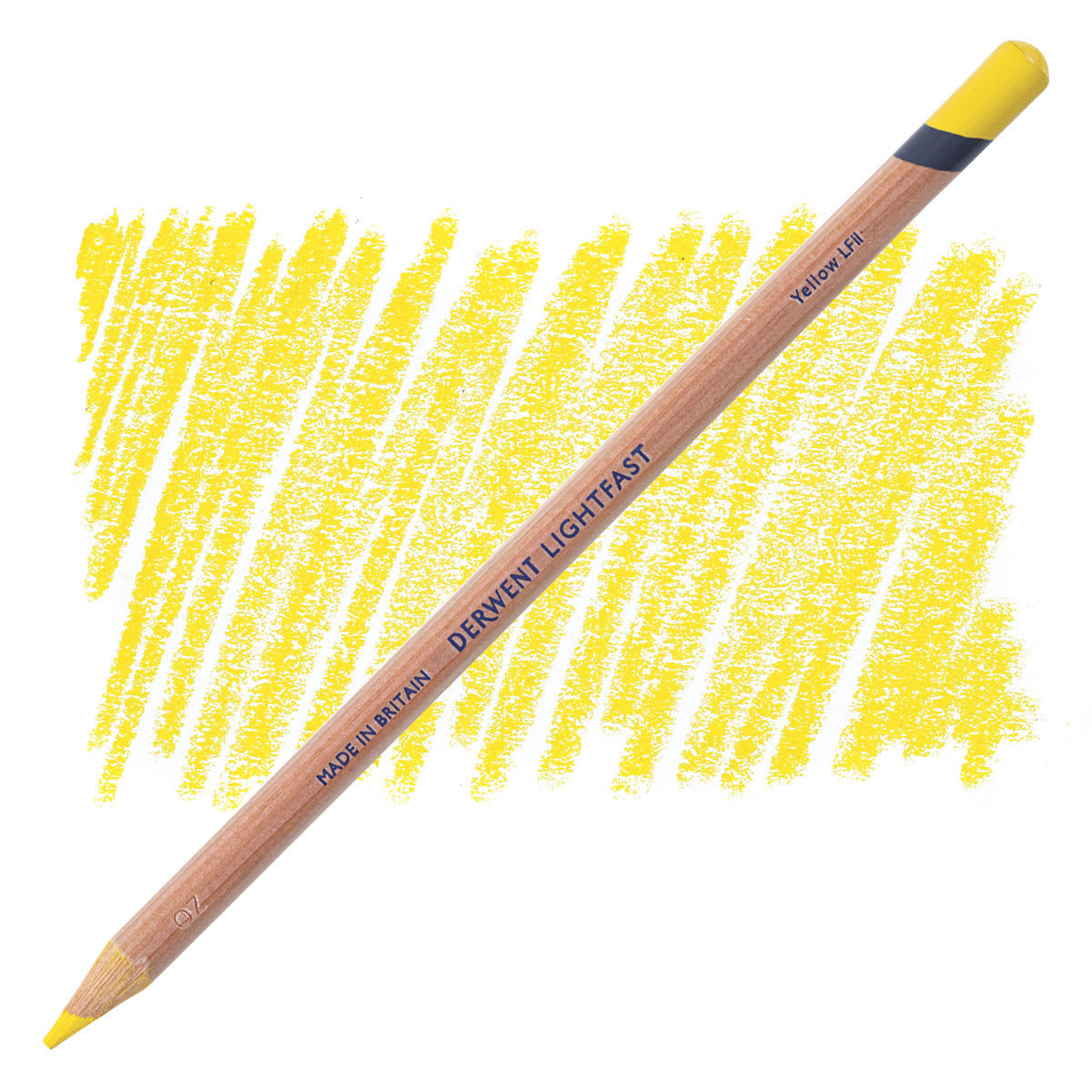 Lápis Derwent Lightfast Yellow e amostra da cor