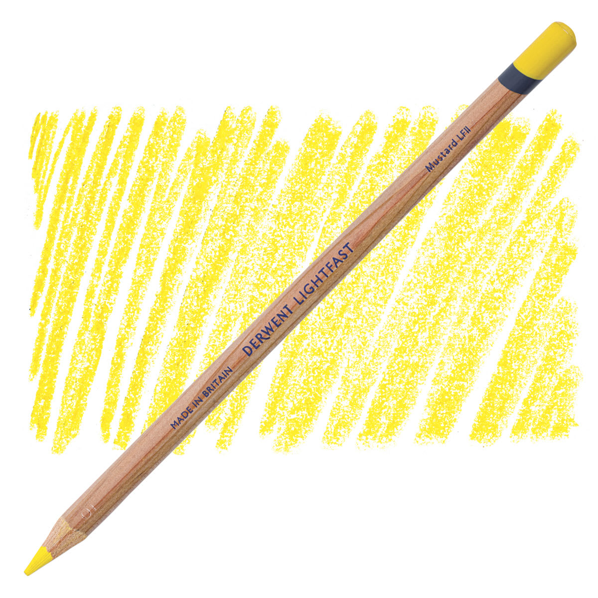 Lápis Derwent Lightfast Mustard e amostra da cor