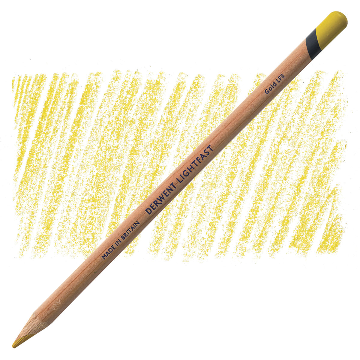 Lápis Derwent Lightfast Gold e amostra da cor