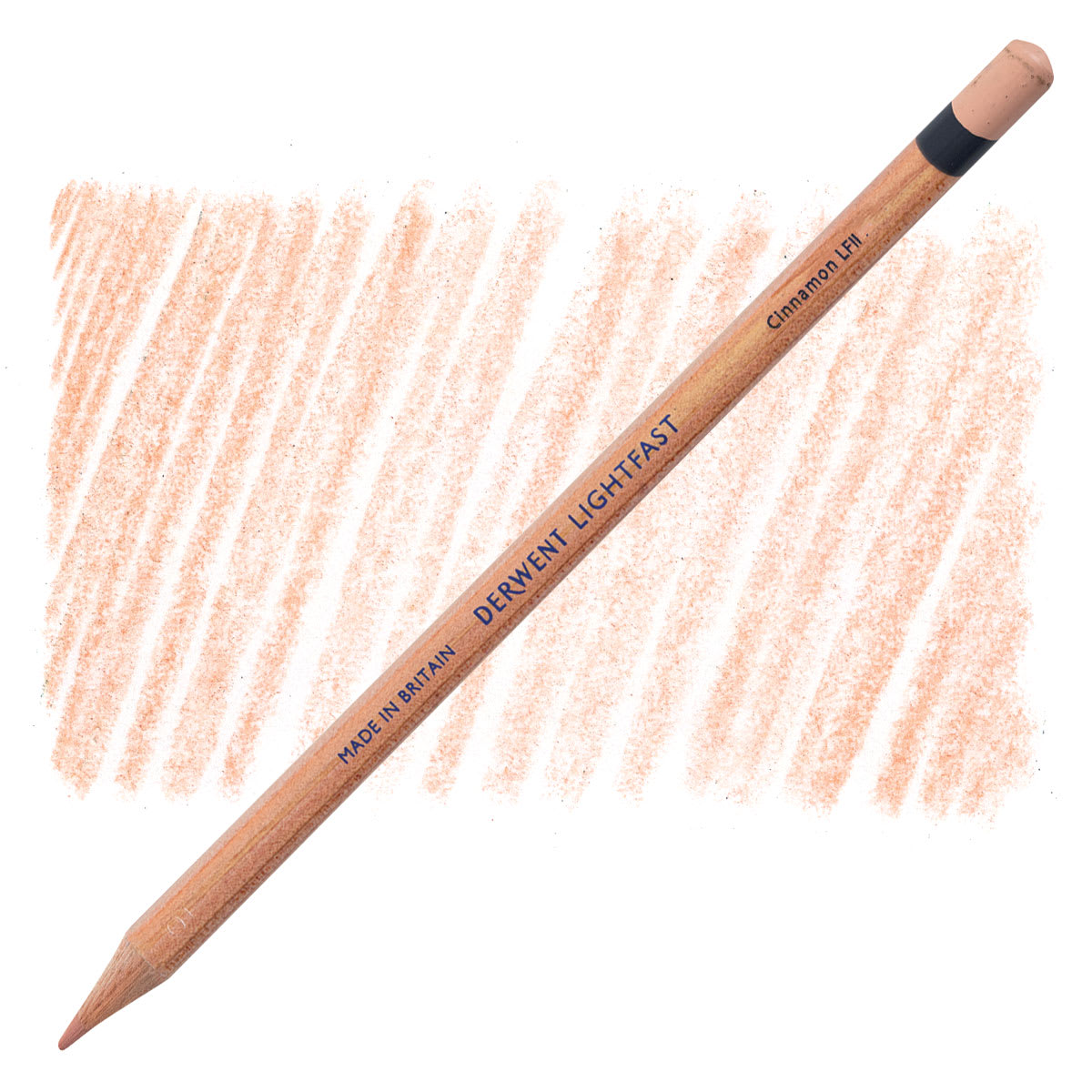Lápis Derwent Lightfast Cinnamon e amostra da cor