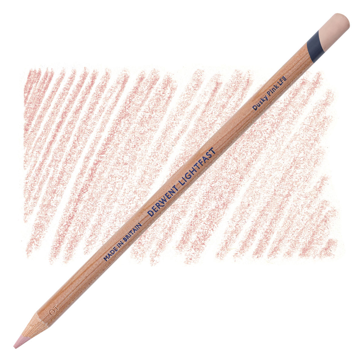 Lápis Derwent Lightfast Dusky Pink e amostra da cor