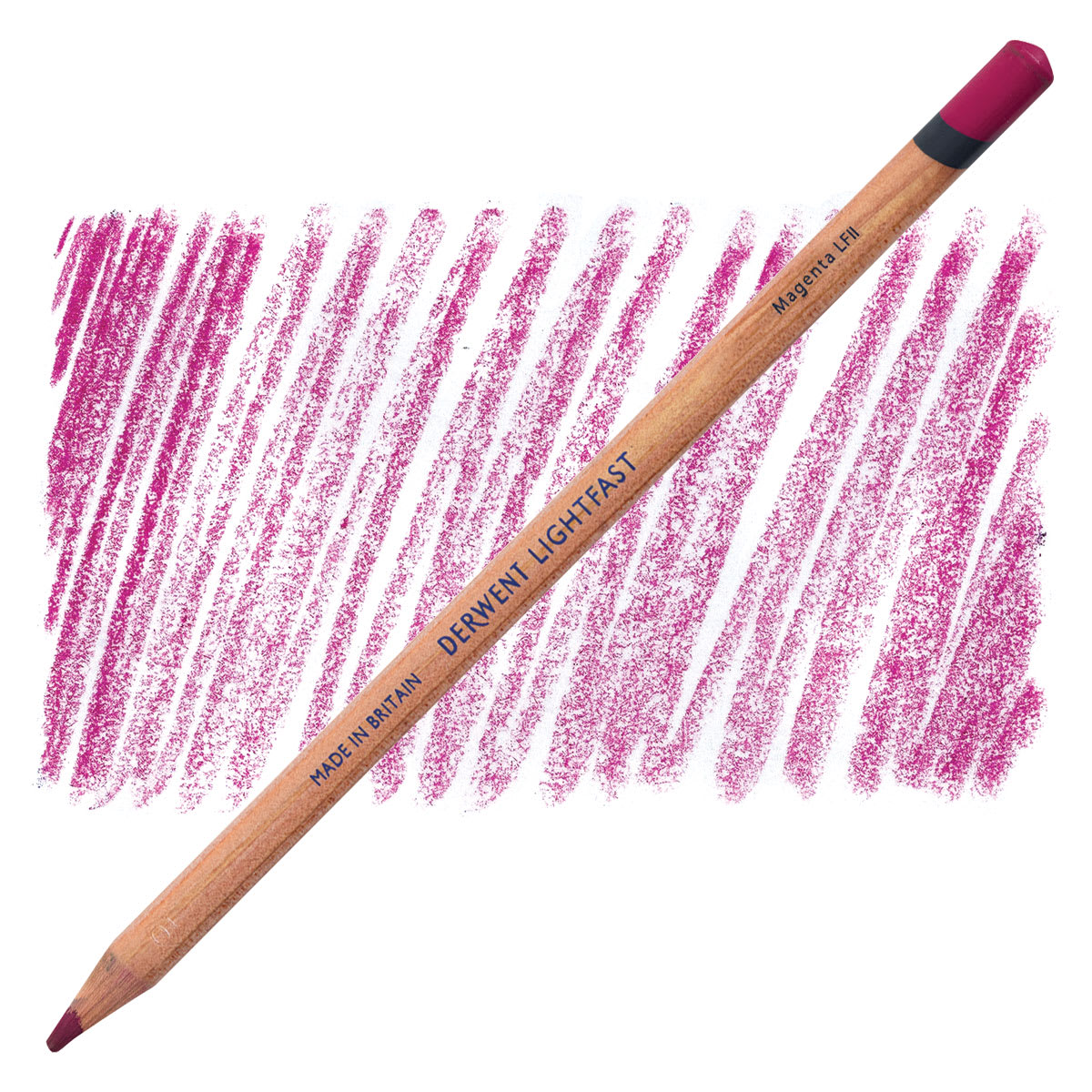 Lápis Derwent Lightfast Magenta e amostra da cor