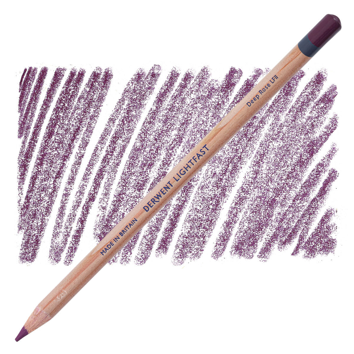 Lápis Derwent Lightfast Deep Rose e amostra da cor