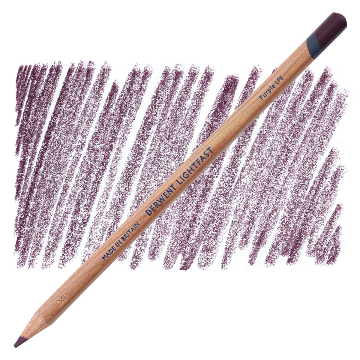 Lápis Derwent Lightfast Purple e amostra da cor