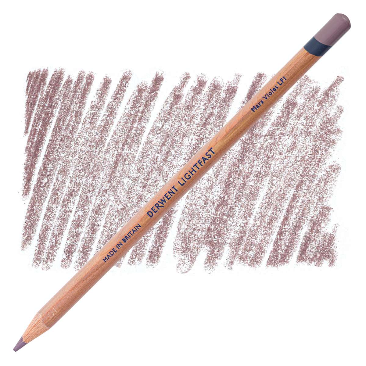 Lápis Derwent Lightfast Mars Violet e amostra da cor