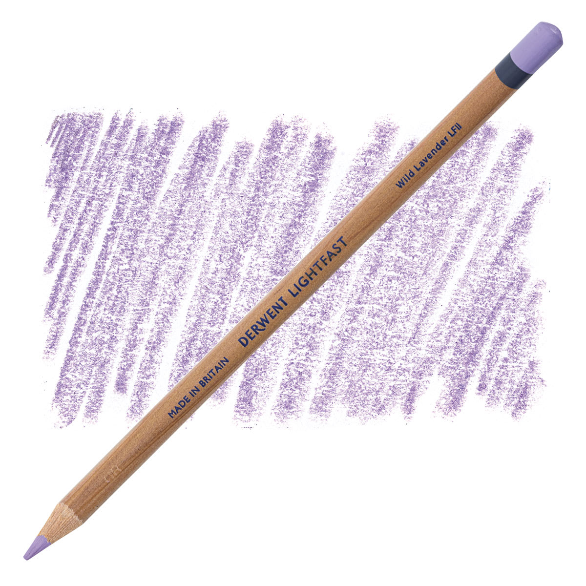 Lápis Derwent Lightfast Wild Lavender e amostra da cor