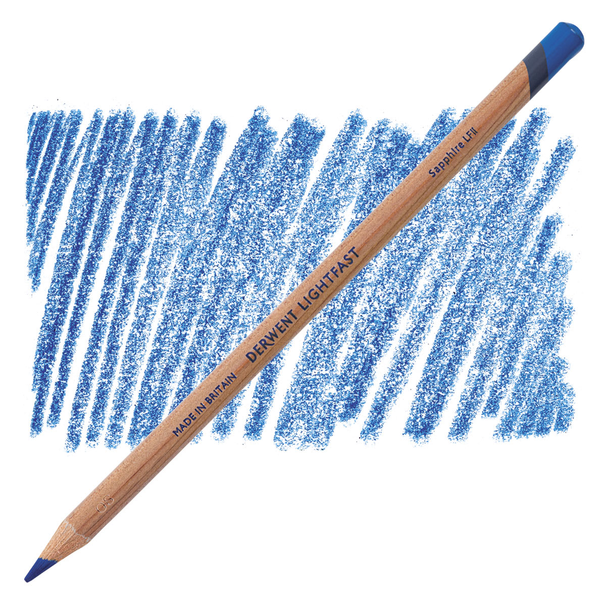 Lápis Derwent Lightfast Sapphire e amostra da cor