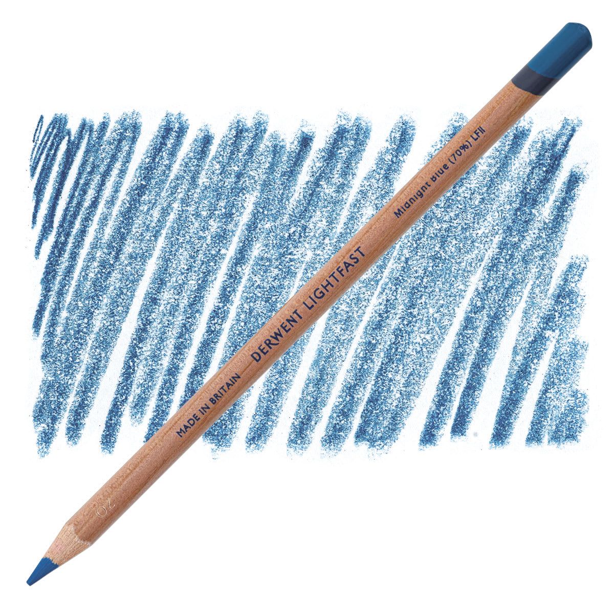Lápis Derwent Lightfast Midnight Blue 70% e amostra da cor