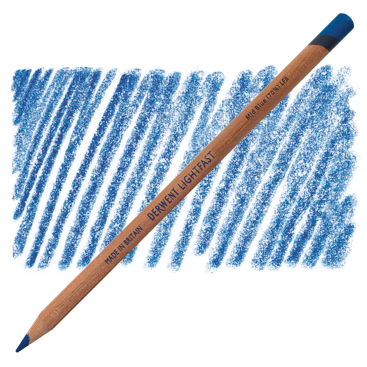 Lápis Derwent Lightfast Mid Blue 70% e amostra da cor