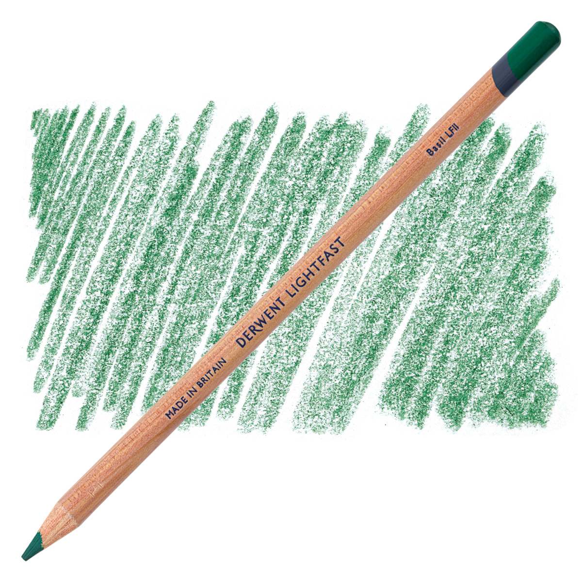 Lápis Derwent Lightfast Basil e amostra da cor
