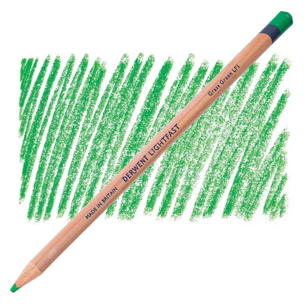 Lápis Derwent Lightfast Grass Green e amostra da cor