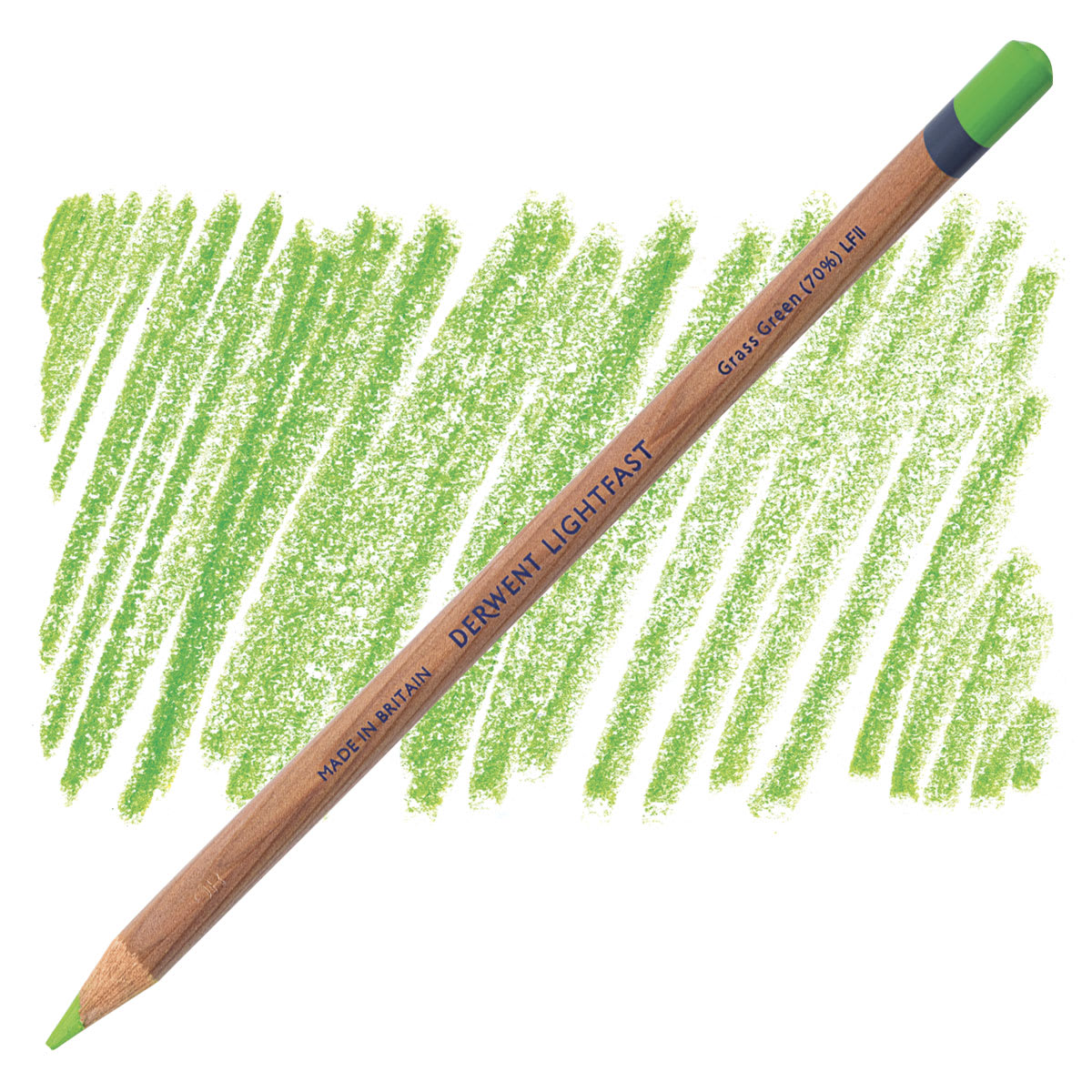 Lápis Derwent Lightfast Grass Green 70% e amostra da cor
