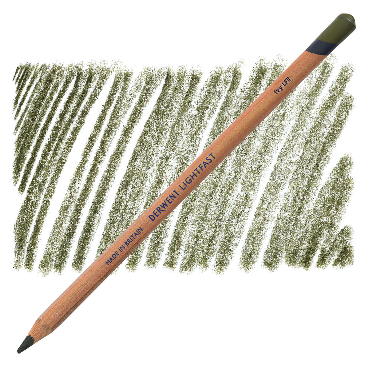 Lápis Derwent Lightfast Ivy e amostra da cor