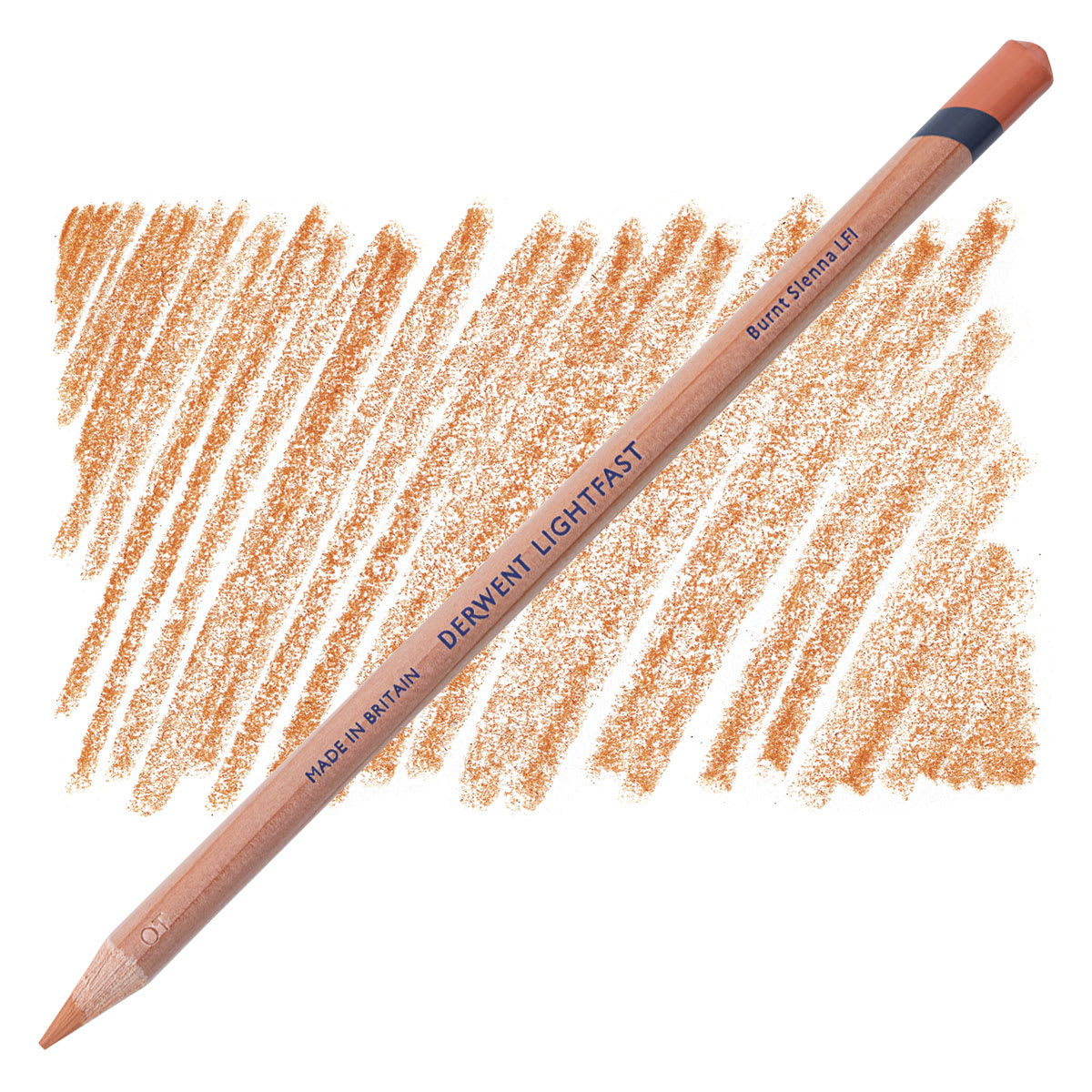 Lápis Derwent Lightfast Burnt Sienna e amostra da cor