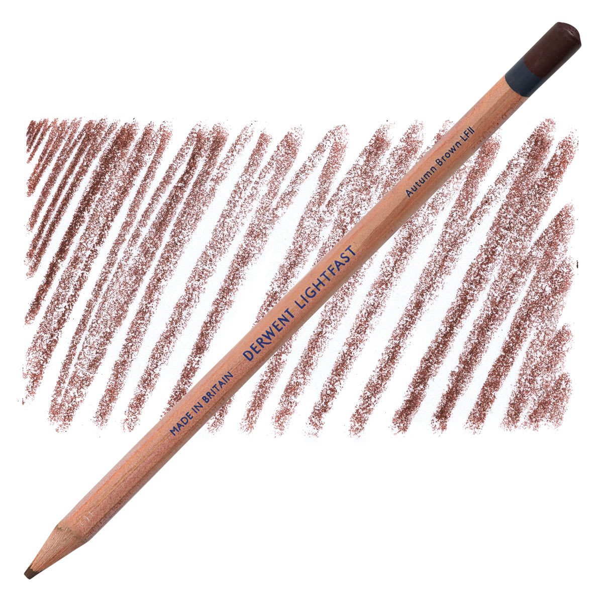 Lápis Derwent Lightfast Autumn Brown e amostra da cor