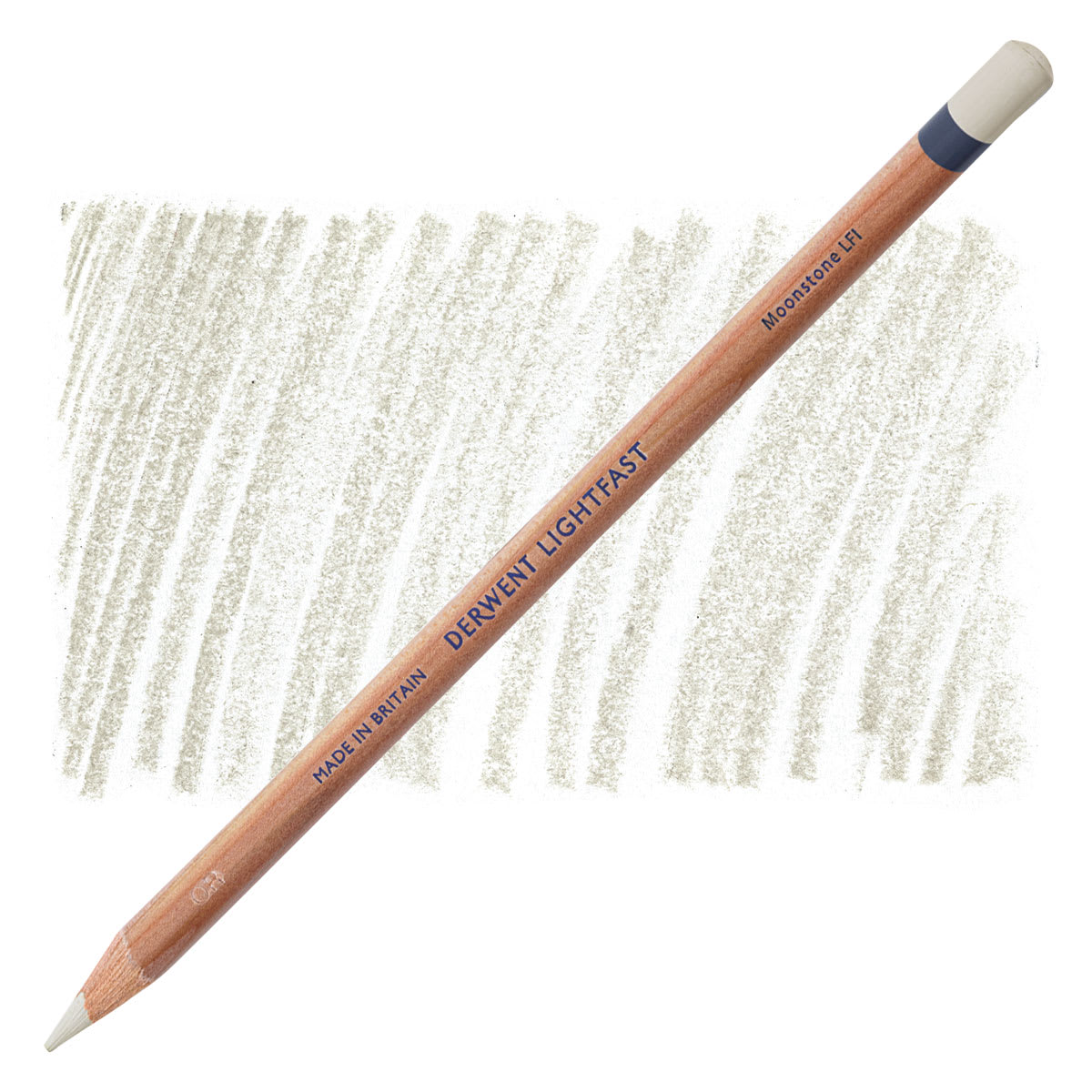 Lápis Derwent Lightfast Moonstone e amostra da cor