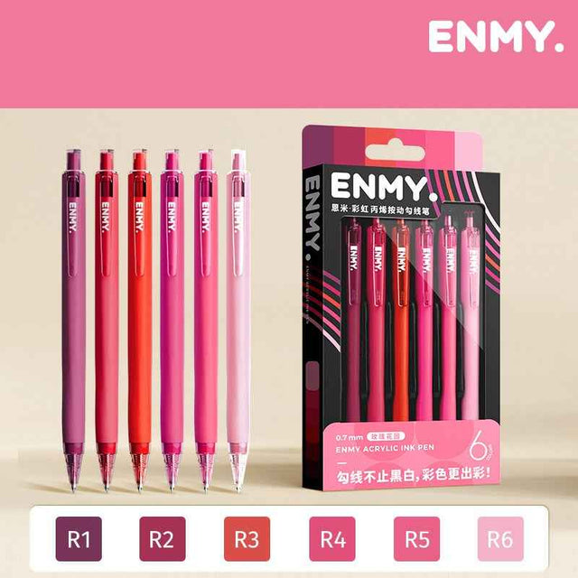 ENMY Rainbow, kit com 6 canetas: Jardim de Rosas