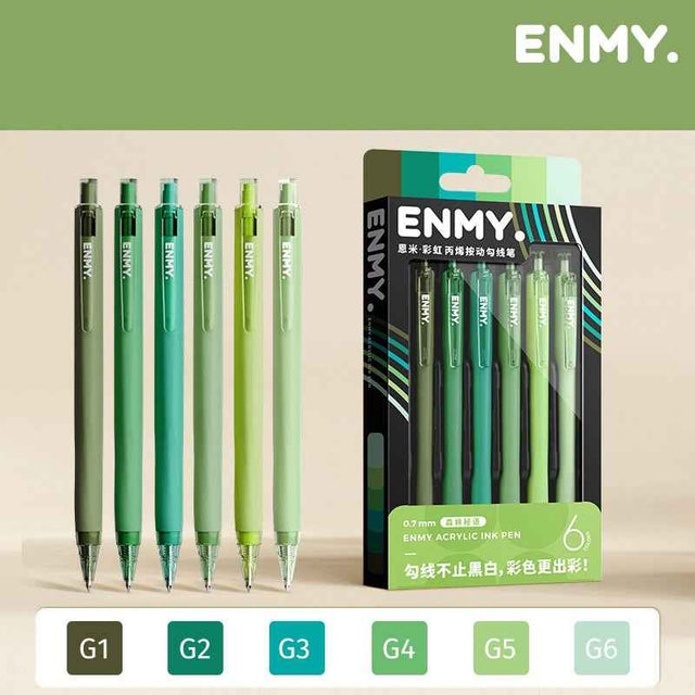 ENMY Rainbow, kit com 6 canetas: Verde Floresta