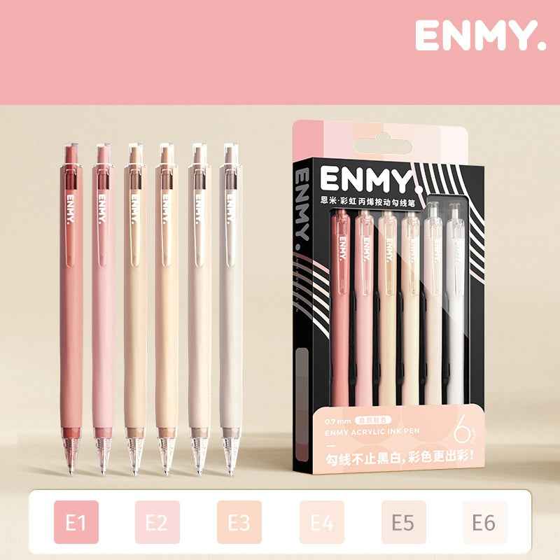 ENMY Rainbow: kit com 6 canetas 0,7 mm – Pele