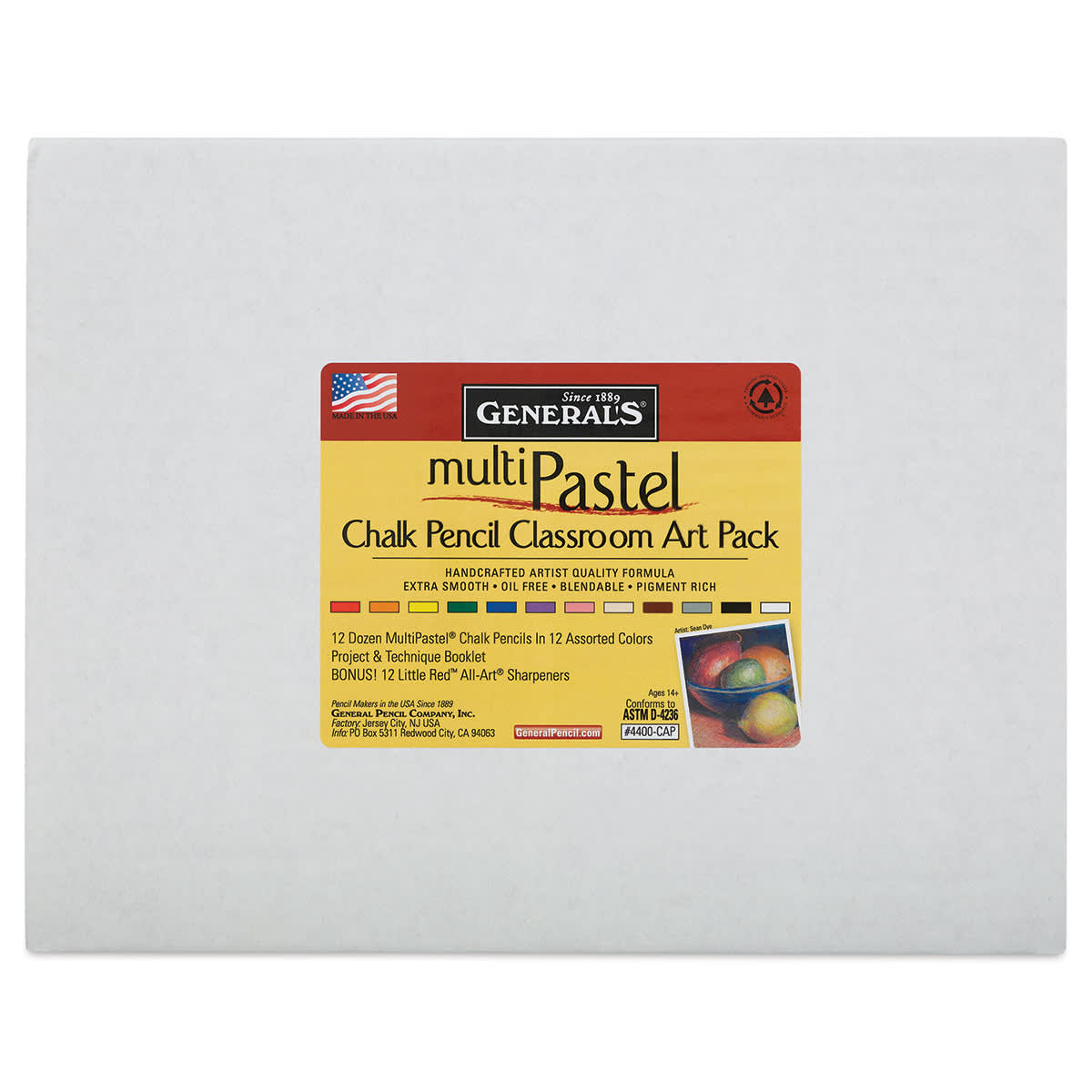 General's Pastel Chalk Pencil Set - Classroom Pack of 144, Assorted Colors