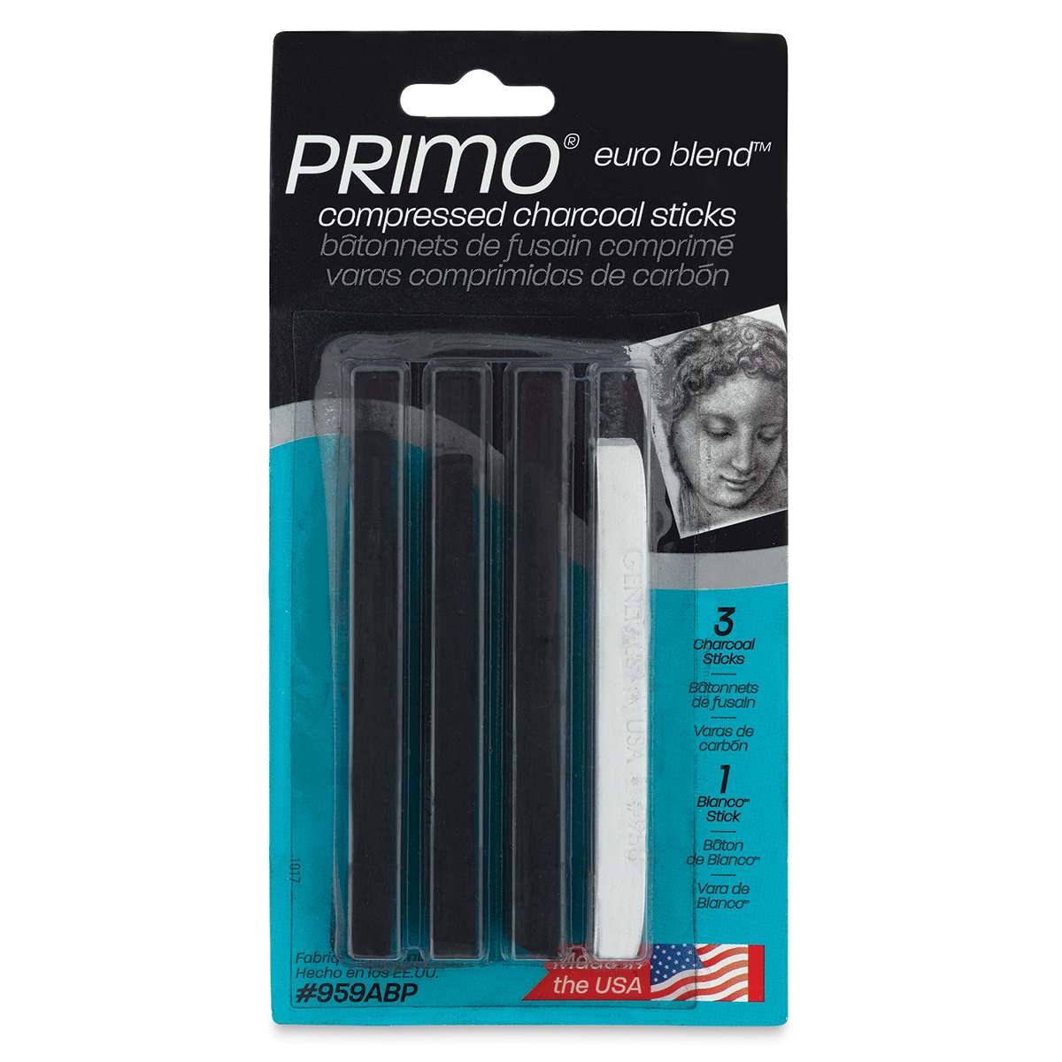 General's Primo Euro Blend Compressed Charcoal Sticks - Pkg of 4