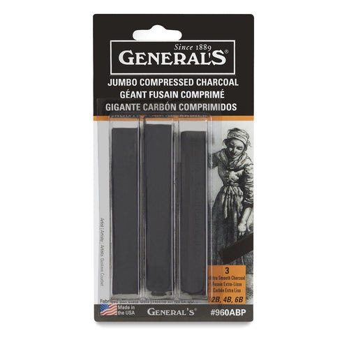 General’s Jumbo Compressed Charcoal - Assorted, Set of 3