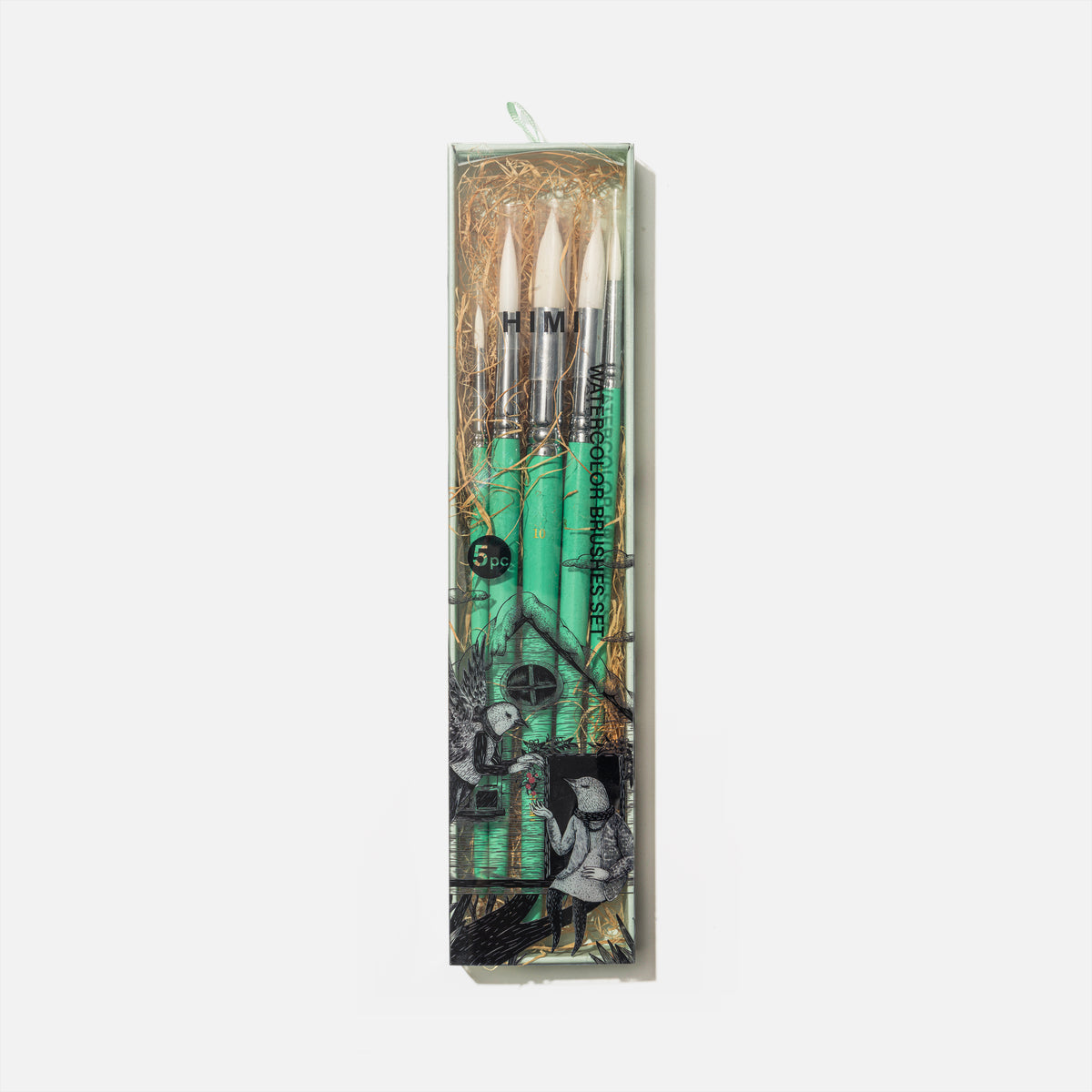 Kit de Pincéis para Guache HIMI Verde com 5 Peças – BSC332