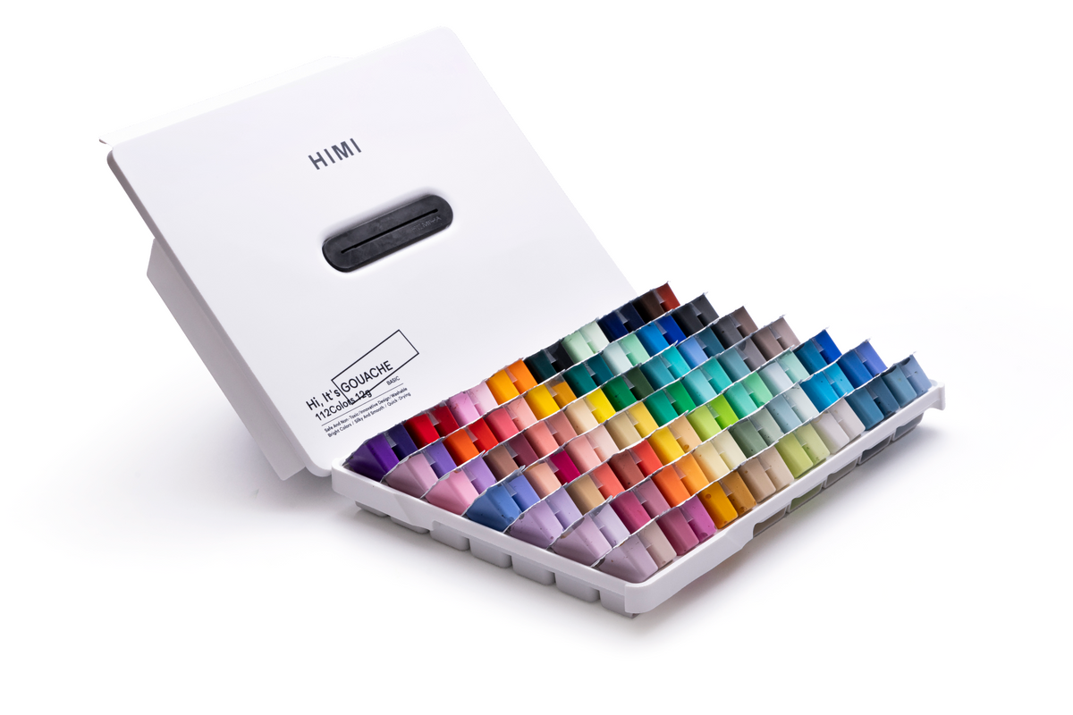 Tinta Guache HIMI 112 Cores 12 ml – Estojo Branco – TST114