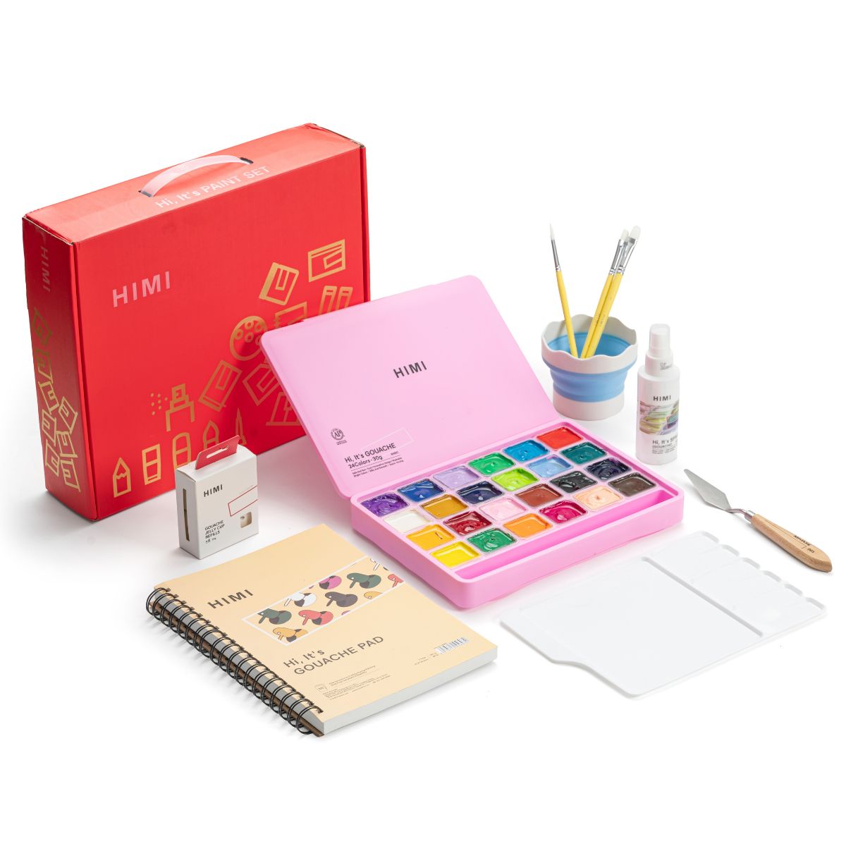 Tinta Guache HIMI 24 Cores 30 ml + 13 Acessórios Artísticos – TST200