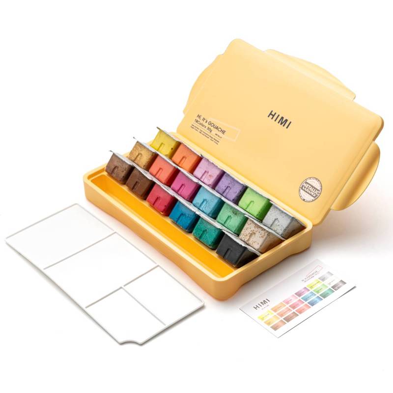 Tinta Guache HIMI 18 Cores 30 ml – Estojo Amarelo – TST48