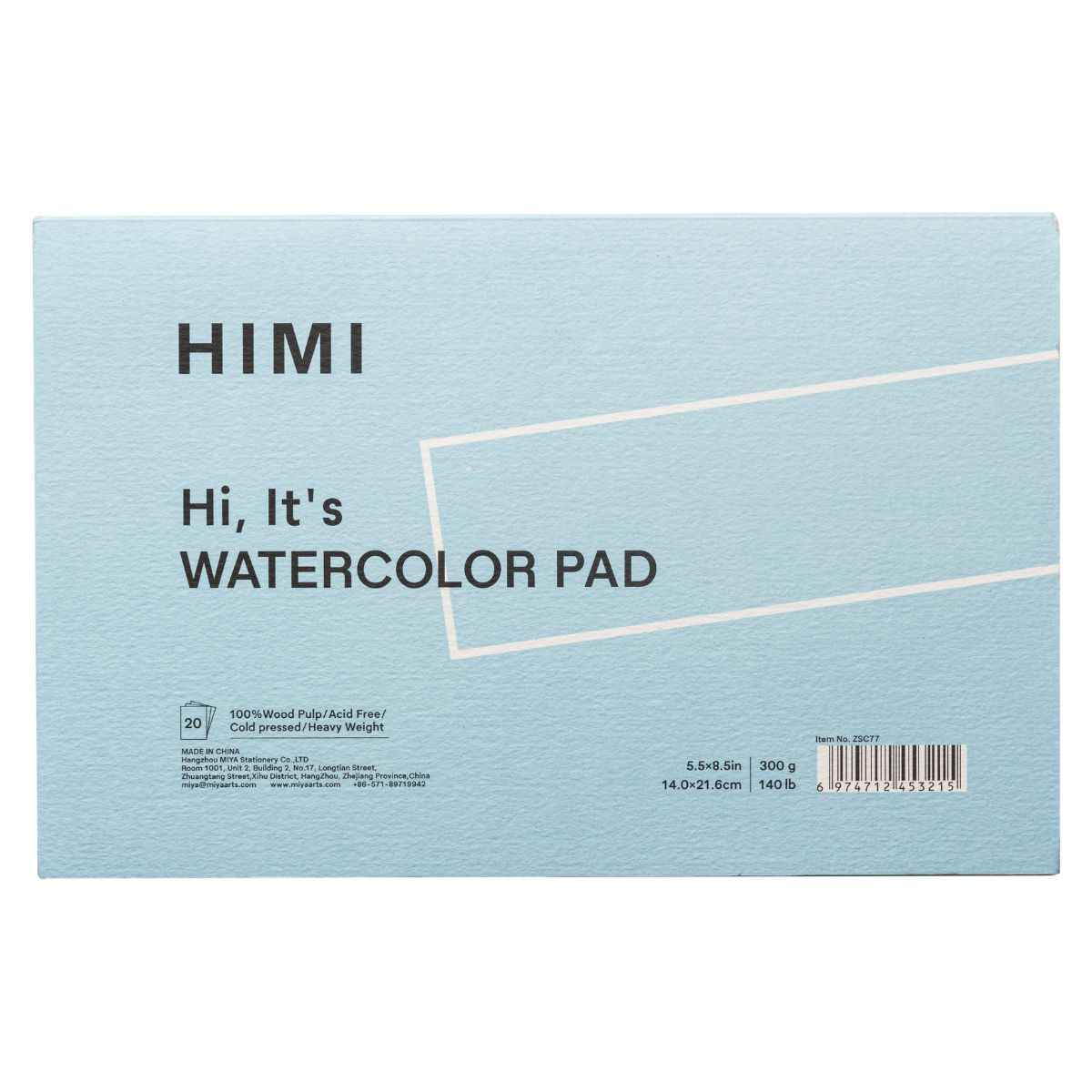 Bloco Aquarela HIMI 20 Folhas 14 × 21,6 cm – Azul – ZSC77