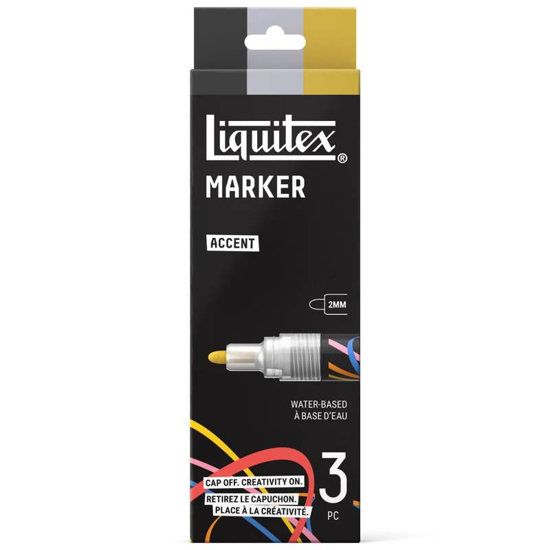 Kit Liquitex Accent com 3 marcadores acrílicos de 2 mm