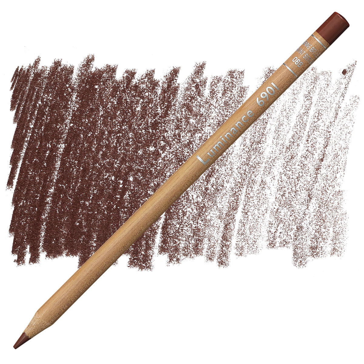 Luminance 6901 069 - Burnt Sienna: lápis e amostra da cor