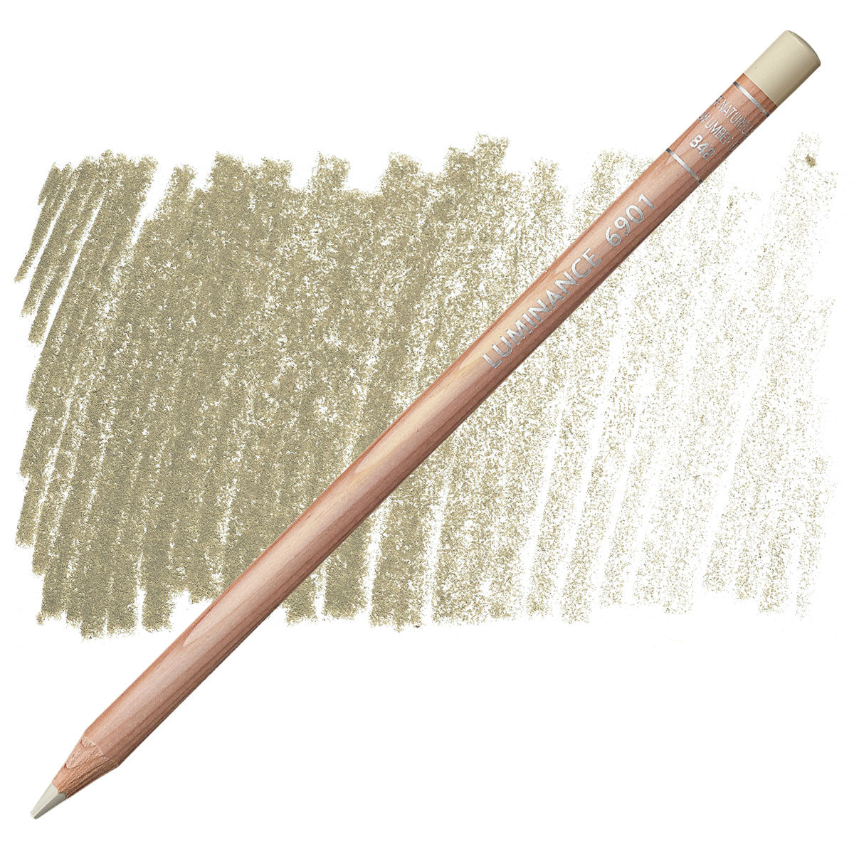 Luminance 6901 842 - Raw Umber 10%: lápis e amostra da cor