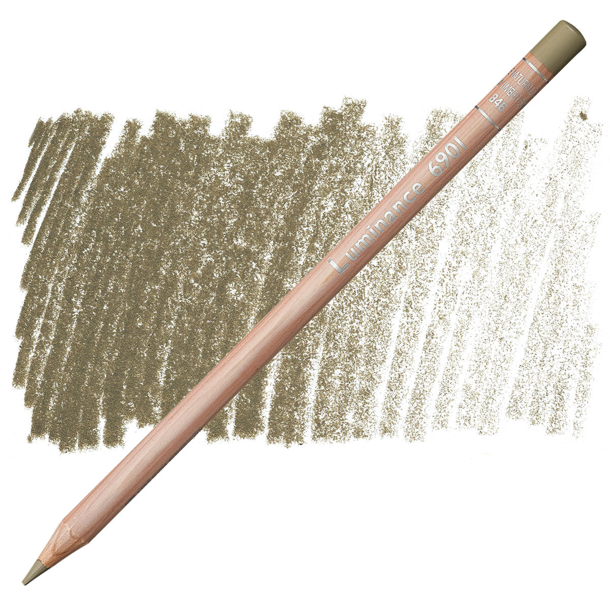 Luminance 6901 846 - Raw Umber 50%: lápis e amostra da cor