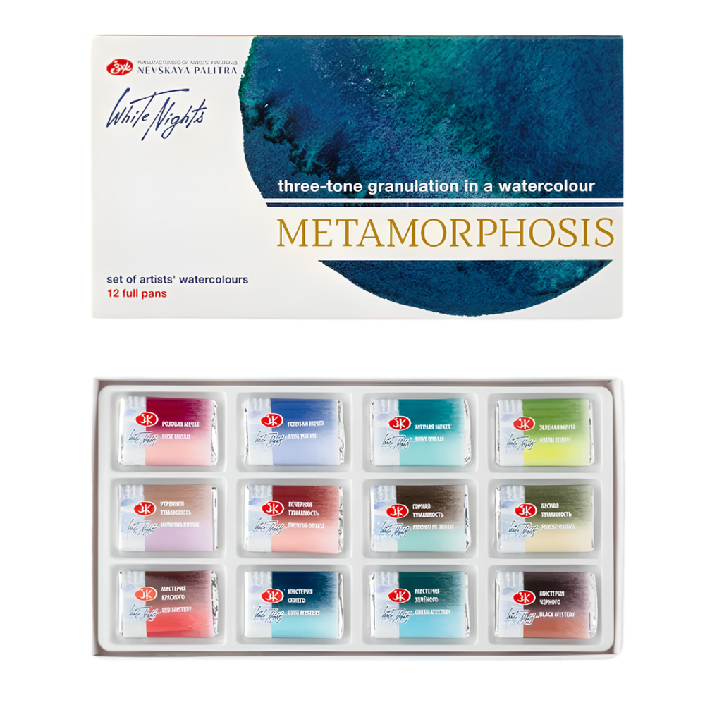 Kit Aquarela White Nights Metamorphoses – 12 Pastilhas, Caixa de Papelão - imagem 1