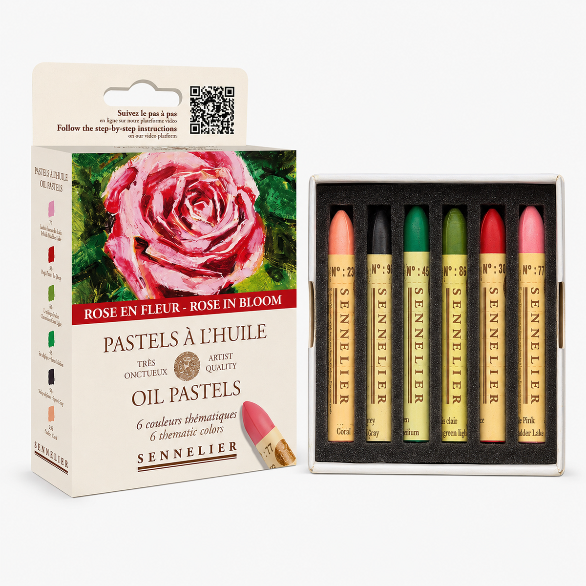Pastel Oleoso Sennelier Rose in Bloom kit com 6 cores em alta resolução